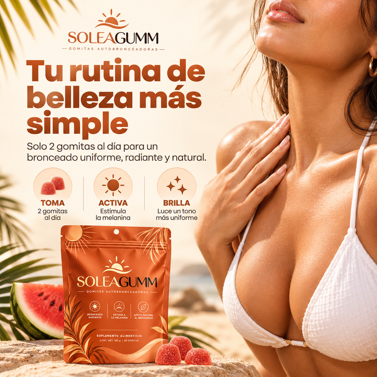 SoléaGumm | Gomitas Autobronceadoras para un Tono Dorado Natural