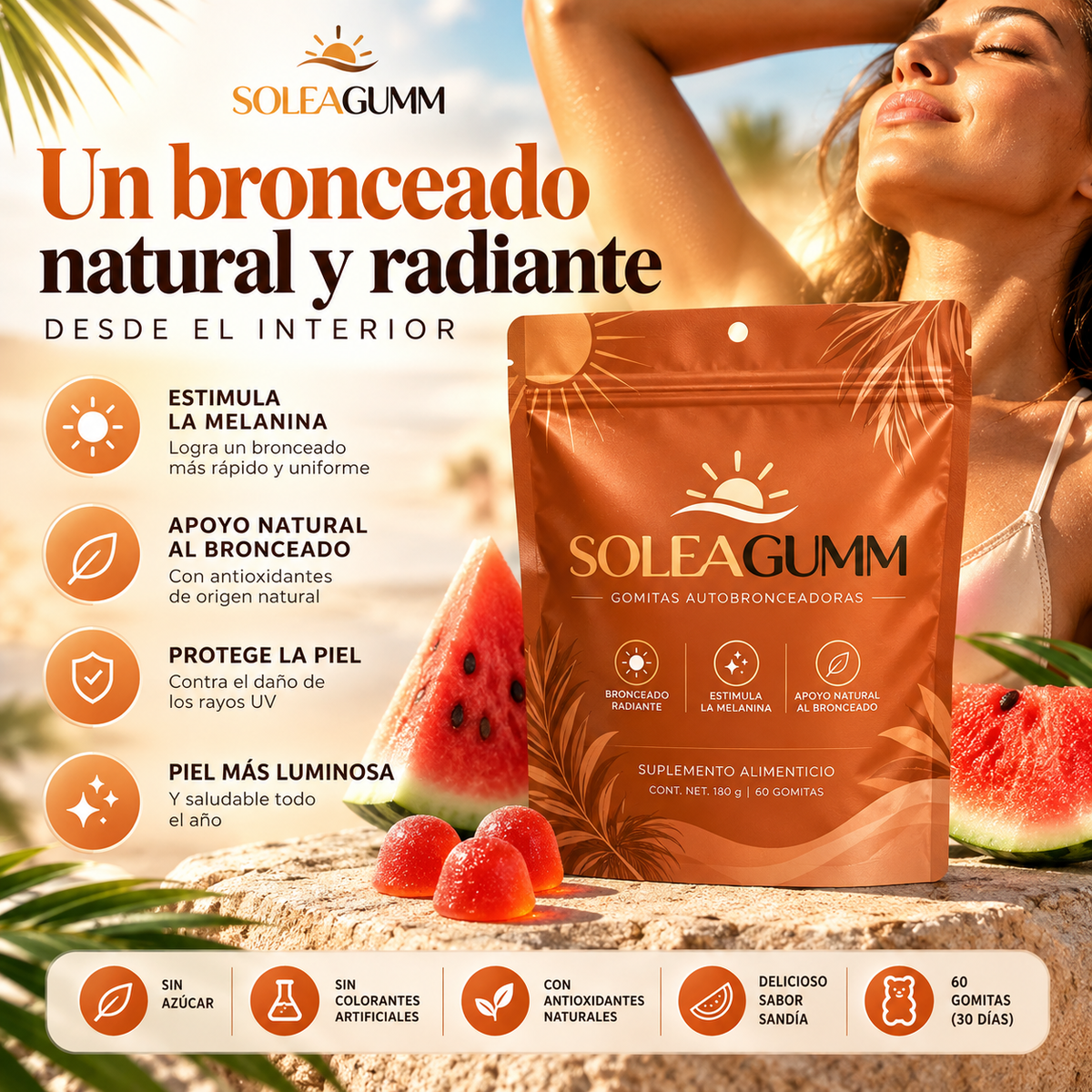 SoléaGumm | Gomitas Autobronceadoras para un Tono Dorado Natural